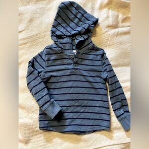 Old Navy Dusty Blue and Navy Blue Stripe Hoodie Pullover, Size 4T
